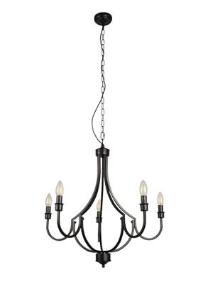 Searchlight Klassieke hanglampLodge 5-lichts zwart - 82915-5BK