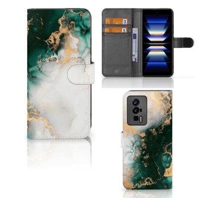 Bookcase voor Xiaomi Poco F5 Pro Marmer Groen Bookcase voor Xiaomi Poco F5 Pro Marmer Groen