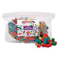 Colorations - gekleurde houten kubus blokjes, 196st. - thumbnail