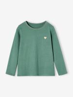 T-shirt Basics met hartjes en pailletten en lange mouwen smaragdgroen - thumbnail