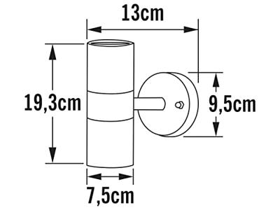 KonstSmide WandspotModena Up - Down 2-lichts 19cm grijs - 7656-300 - thumbnail