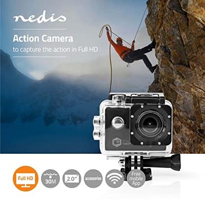 Nedis ACAM21BK Action Cam Full Hd 1080p Wi-fi Waterdichte Behuizing