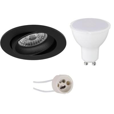 LED Inbouwspot Set GU10 - Mat Zwart - 4W - Koud Wit 6400K - Kantelbaar