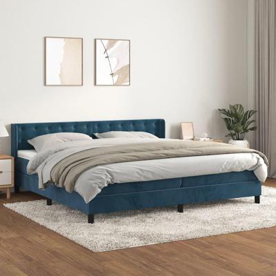 Boxspring met matras fluweel donkerblauw 200x200 cm