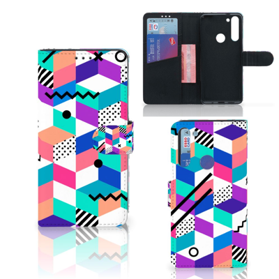Motorola Moto G8 Book Case Blokken Kleurrijk