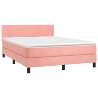 Boxspring met matras fluweel roze 140x200 cm - thumbnail
