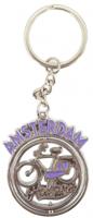 Matix Sleutelhanger Fiets Amsterdam 4 Cm Staal Paars/zilver - thumbnail