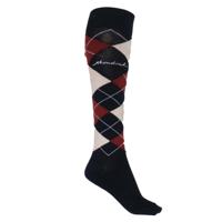 Mondoni Check kniekousen donkerblauw maat:35-38 - thumbnail