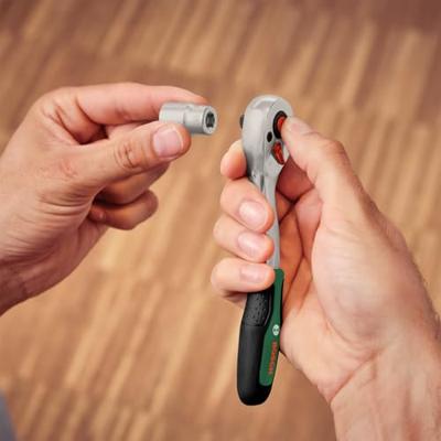 Bosch Groen 1/4" + 1/2" Ratchet set 56-piece (1/4" ratel, 1/2" ratel, 29x dop, 7x verlengstuk of adapters, 18x bit) - 1600A02Z9G - thumbnail