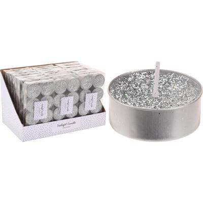 Overige Merken Glitter theelichten 8 stuks zilver