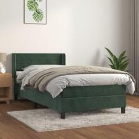 Boxspring met matras fluweel donkergroen 90x190 cm - thumbnail