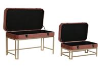 Kruk DKD Home Decor Roze Gouden Metaal Fluweel (80 x 40 x 47 cm) - thumbnail