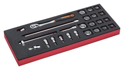 Bahco Foaminlay Fit&Go 1/3 met doppen en toebehoren 3/8" - 25-delig - FF1E2102 Bahco Foaminlay Fit&Go 1/3 met doppen en toebehoren 3/8" - 25-delig - FF1E2102