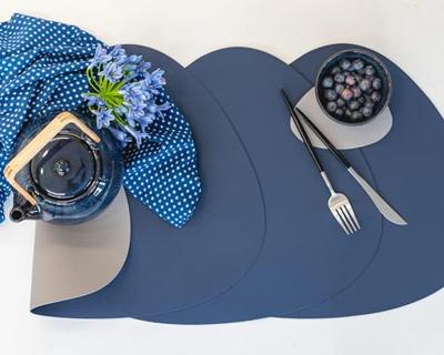 Cookinglife Onderzetters - Vegan leer - Grijs / Blauw - Organic - dubbelzijdig - 13 x 11 cm - 6 stuks Cookinglife Onderzetters - Vegan leer - Grijs / Blauw - Organic - dubbelzijdig - 13 x 11 cm - 6 stuks