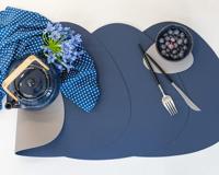Cookinglife Onderzetters - Vegan leer - Grijs / Blauw - Organic - dubbelzijdig - 13 x 11 cm - 6 stuks - thumbnail