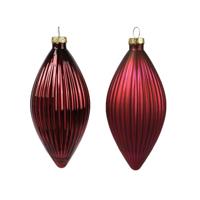 Decoris kerstornament glas olijf 3st ossenbloed 13cm - thumbnail