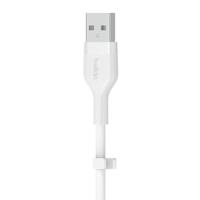 Belkin BoostCharge Flex siliconen USB Type C/A-kabel, USB-IF-gecertificeerde USB-C-laadkabel voor iPhone 16, iPhone 15 Plus/Pro/Pro Max, Samsung Galaxy S24, Pixel, iPad, Nintendo Switch, 2 m, wit - thumbnail
