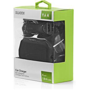 Autolader 4-Uitgangen 9.6 A USB Zwart