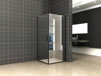 Wiesbaden Salone cabine met 2 draaideuren 900 x 900 x 2000 x 8 mm nano helder glas/mat zwart 20.3918 - thumbnail