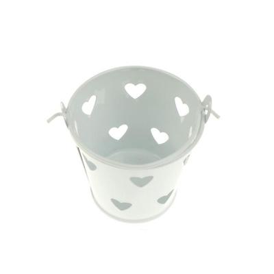 Hart holle ronde pennenhouder decoratie schattig mini desktop opslag emmer ijzeren potlood houder stand (wit)