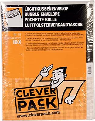 Cleverpack luchtkussenenveloppen, ft 270 x 360 mm, met stripsluiting, wit, pak van 10 stuks Cleverpack luchtkussenenveloppen, ft 270 x 360 mm, met stripsluiting, wit, pak van 10 stuks