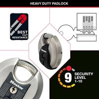 Masterlock 80mm diam. stainless steel padlock - octagonal boron-carbide shrouded - M50EURD - thumbnail