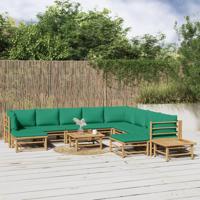 12-delige Loungeset met kussens bamboe groen - thumbnail