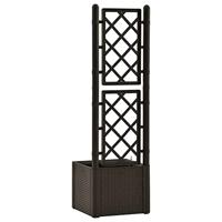 Plantenbak hoog met latwerk en zelfbewateringssysteem mokka - thumbnail