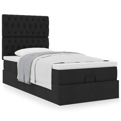 Ottoman bed met matras 80x200cm stof zwart