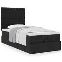 Ottoman bed met matras 80x200cm stof zwart - thumbnail
