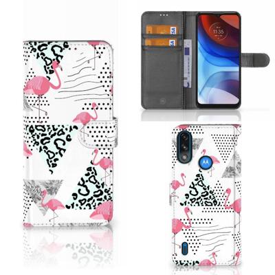 Motorola Moto E7i Power | E7 Power | Telefoonhoesje | Met pasjeshouder | Flamingo Triangle