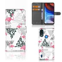 Motorola Moto E7i Power | E7 Power | Telefoonhoesje | Met pasjeshouder | Flamingo Triangle - thumbnail