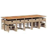 15-delige Tuinset met kussens poly rattan beige - thumbnail