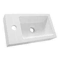 Brauer Solar Thick Opbouw Fontein - 40 cm - met 1 Kraangat - Links/Rechts Plaatsbaar - Mineraalmarmer - Zijdeglans Wit - thumbnail