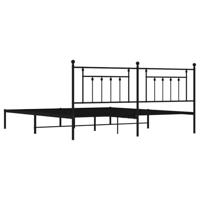 Bedframe met hoofdbord metaal zwart 193x203 cm - thumbnail