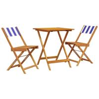 3-delige Bistroset stof en massief hout blauw en wit - thumbnail