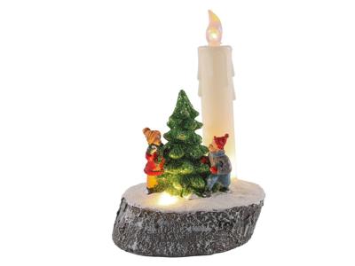Kaars met kerstfiguren 15cm LED 2xAAA HIT - Hit