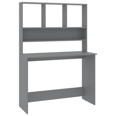 VidaXL Bureau met schappen 110x45x157 cm bewerkt hout grijs