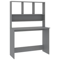 VidaXL Bureau met schappen 110x45x157 cm bewerkt hout grijs - thumbnail
