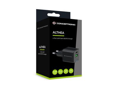 CONCEPTRONIC 2-poorts 20W GaN USB-PD-oplader, USB-C x 1, USB-A x 1, QC 3.0, PPS