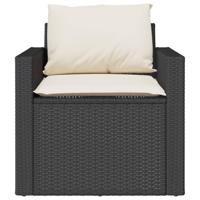 4-delige Loungeset met kussens poly rattan zwart - thumbnail