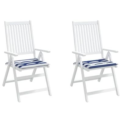 VidaXL Tuinstoelkussens 2 st gestreept 50x50x3 cm stof wit en blauw
