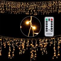 Regenlicht ketting LED Kerstmis warm wit 10m met afstandsbediening - thumbnail