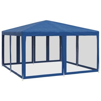 Partytent met 8 mesh zijwanden 4x4 m HDPE blauw - thumbnail