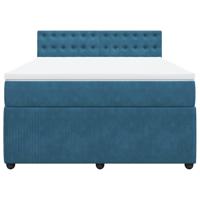 Boxspring met matras fluweel blauw 140x200 cm - thumbnail