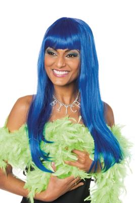 Lange pruik de luxe blauw