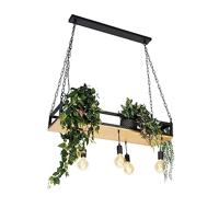 QAZQA Smart hanglamp zwart met hout incl. 5 Wifi G95 - Shelf - thumbnail