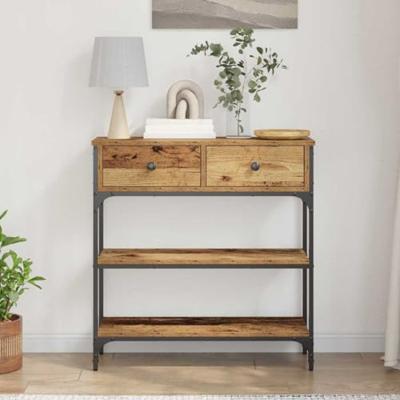 Wandtafel met lade Oudhout 72.5 x 25 x 75 cm Bewerkt hout