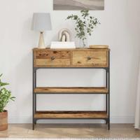 Wandtafel met lade Oudhout 72.5 x 25 x 75 cm Bewerkt hout - thumbnail