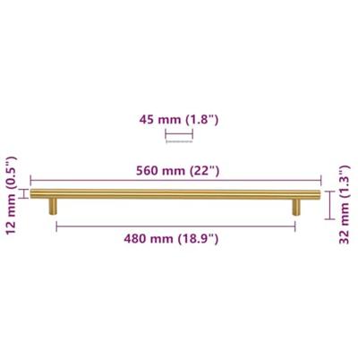 VidaXL Handvatten 5 st 480 mm roestvrij staal goudkleurig